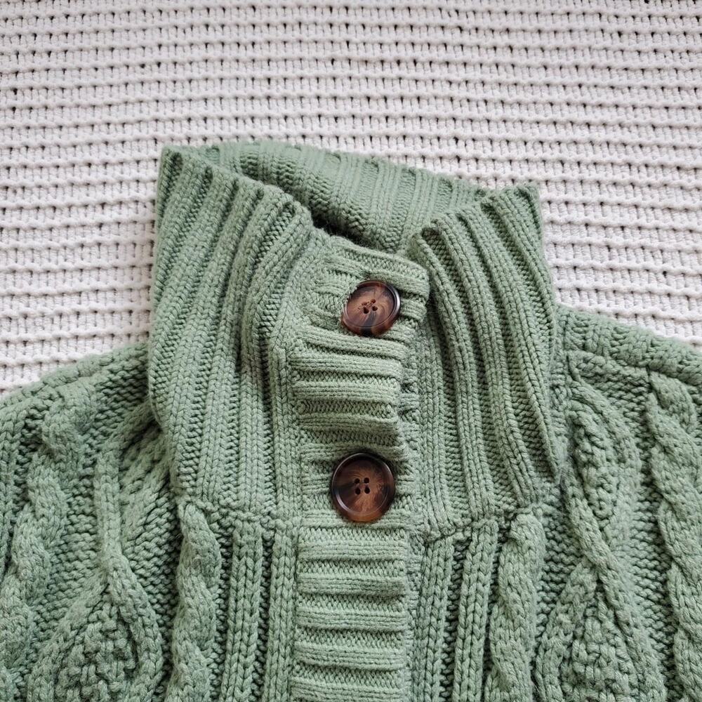 St johns bay green cable knit button up sweater excellent condition - Picture 4 of 6